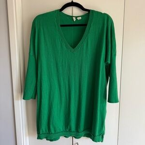 Anthropologie MOTH Green V-Neck Tunic Sweater